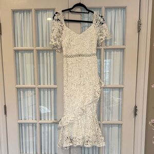 Lulu's White Lace Midi Dress